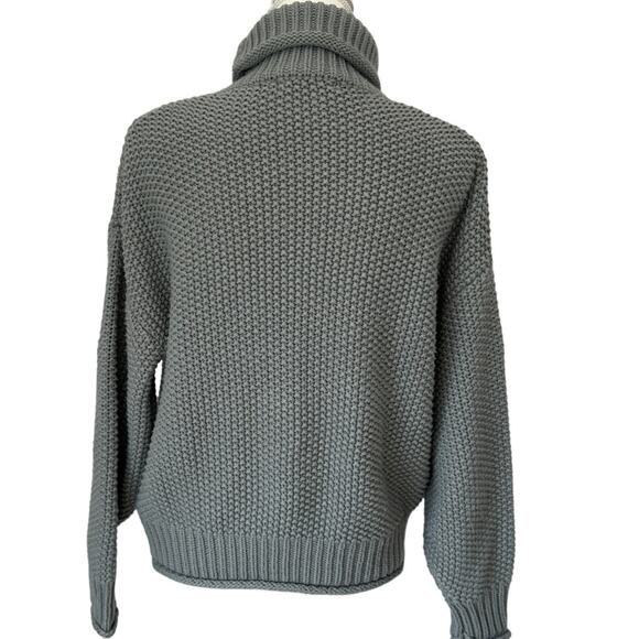 YEXIPO Chunky Turtleneck Gray Sweater Size Medium Relaxed Fit Minimalist Boho - Picture 4 of 10